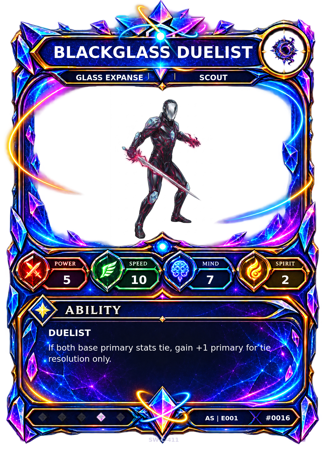 Rendered Blackglass Duelist Ascendant Champion card