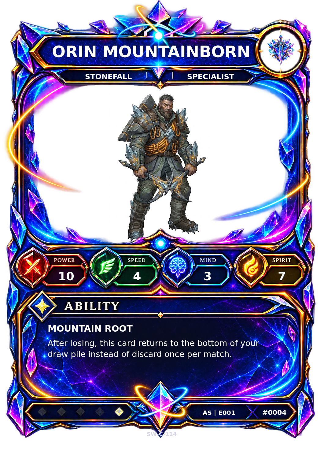 Rendered Orin Mountainborn Ascendant Champion card