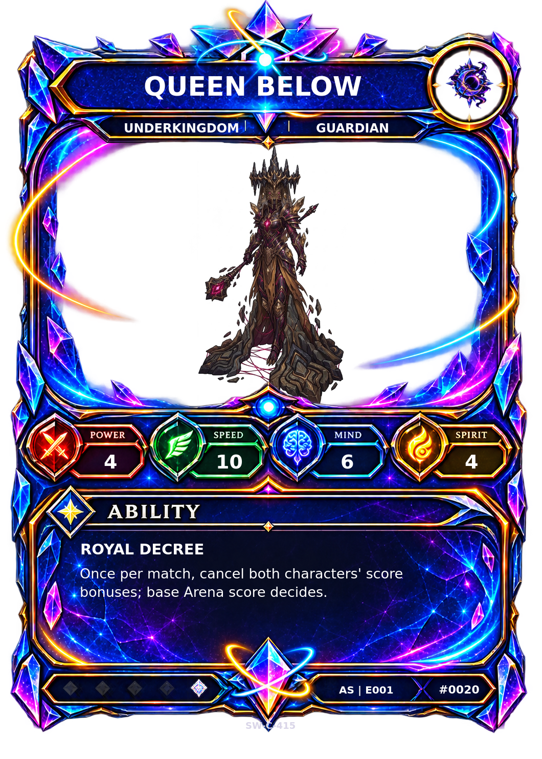 Rendered Queen Below Ascendant Champion card