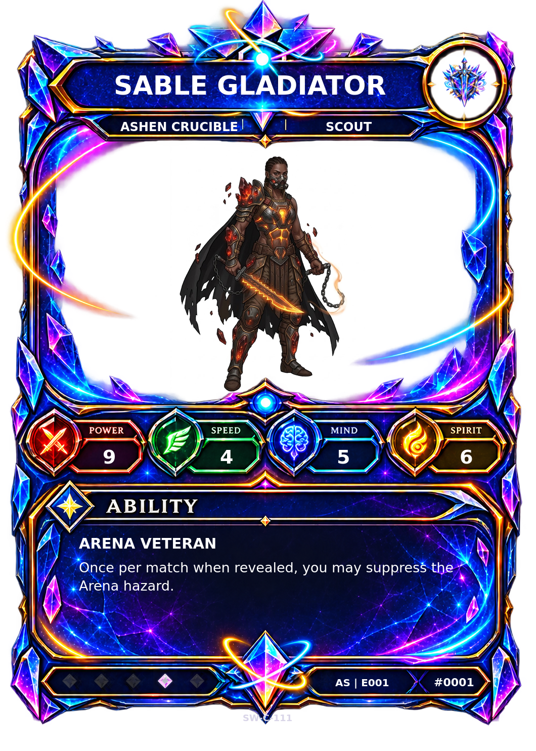 Rendered Sable Gladiator Ascendant Champion card