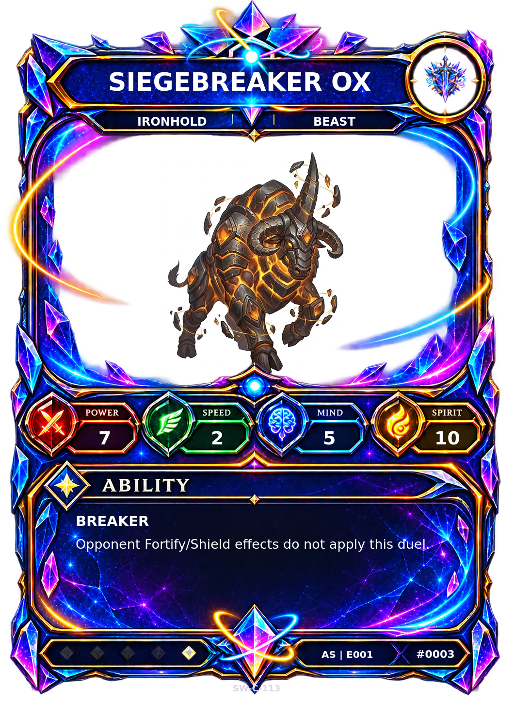 Rendered Siegebreaker Ox Ascendant Champion card
