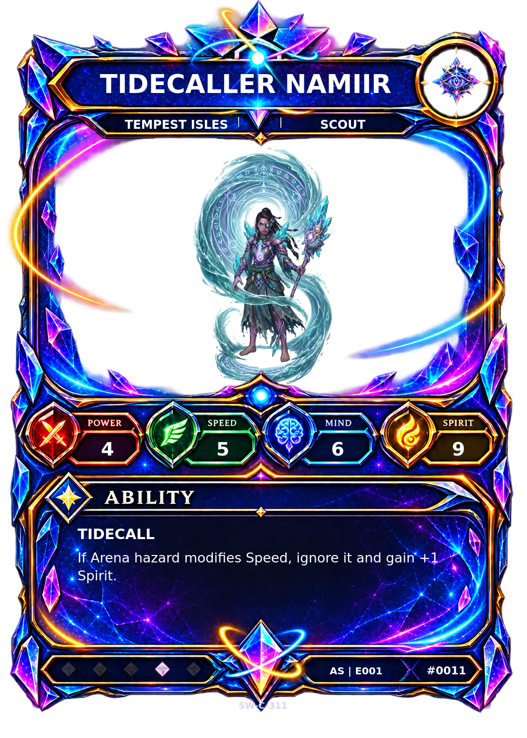 Rendered Tidecaller Namiir Ascendant Champion card