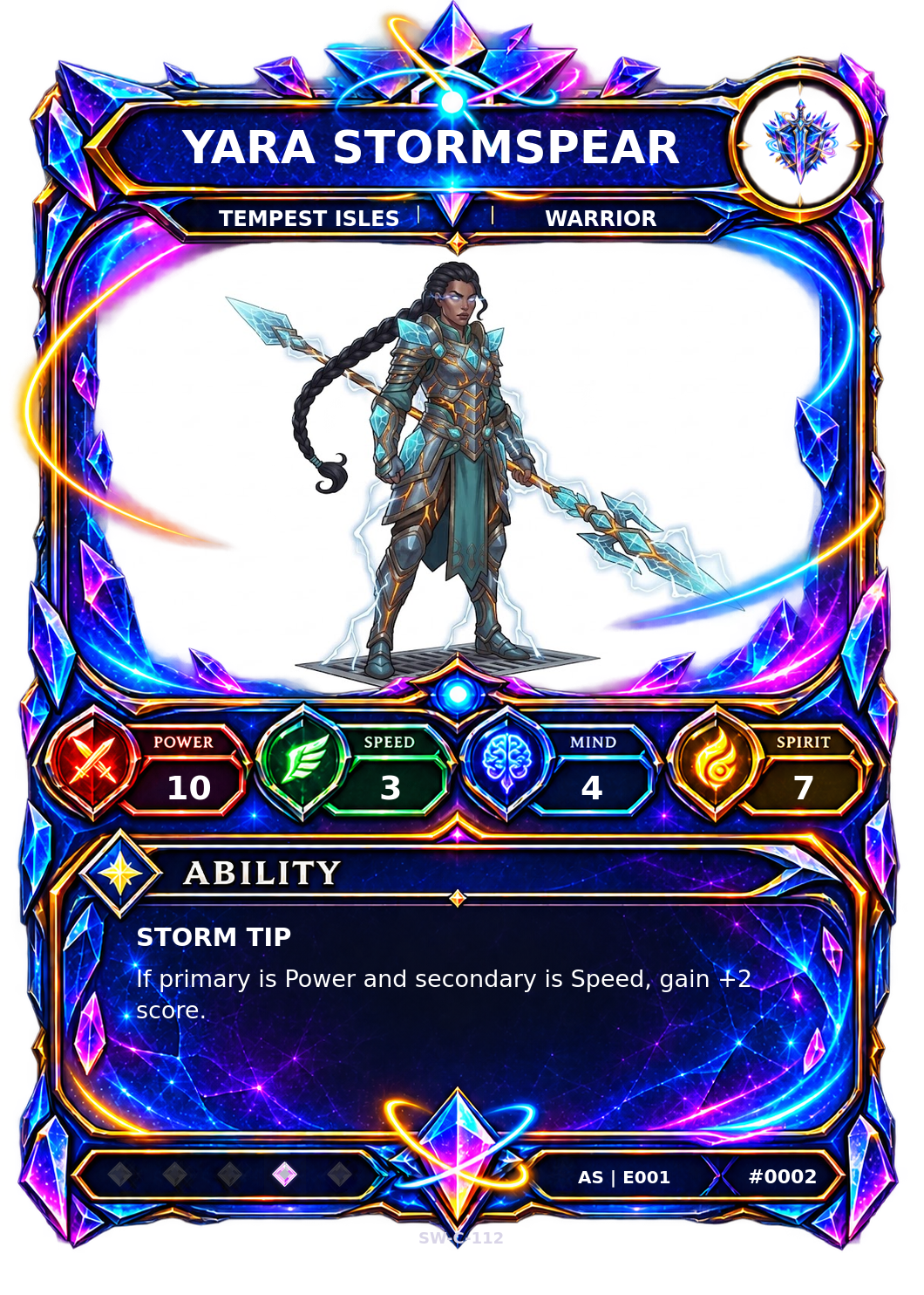 Rendered Yara Stormspear Ascendant Champion card