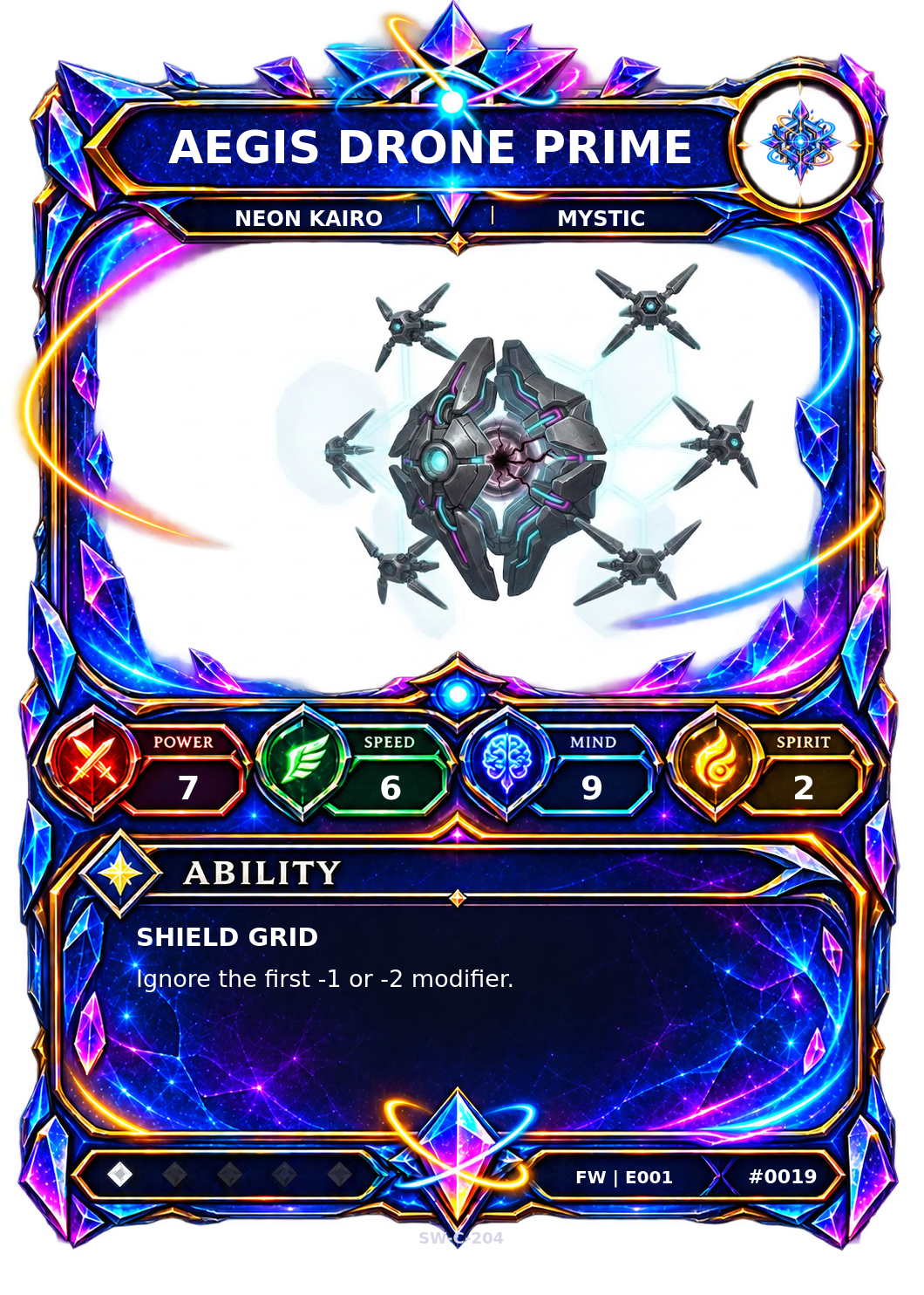 Rendered Aegis Drone Prime Base Champion card