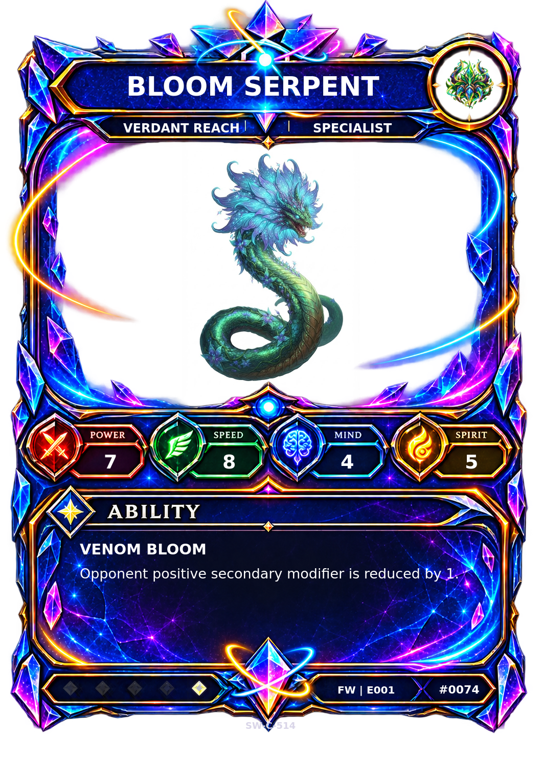 Rendered Bloom Serpent Base Champion card