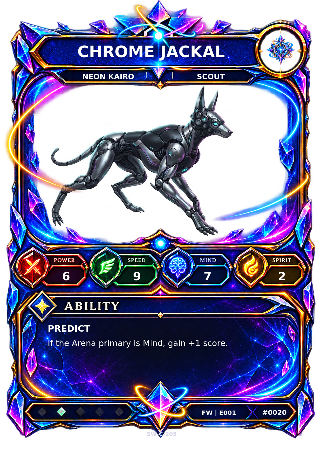Rendered Chrome Jackal Base Champion card