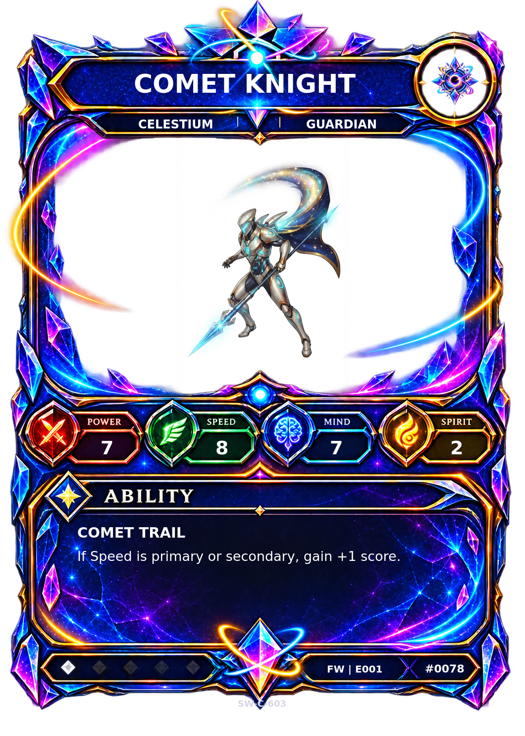 Rendered Comet Knight Base Champion card