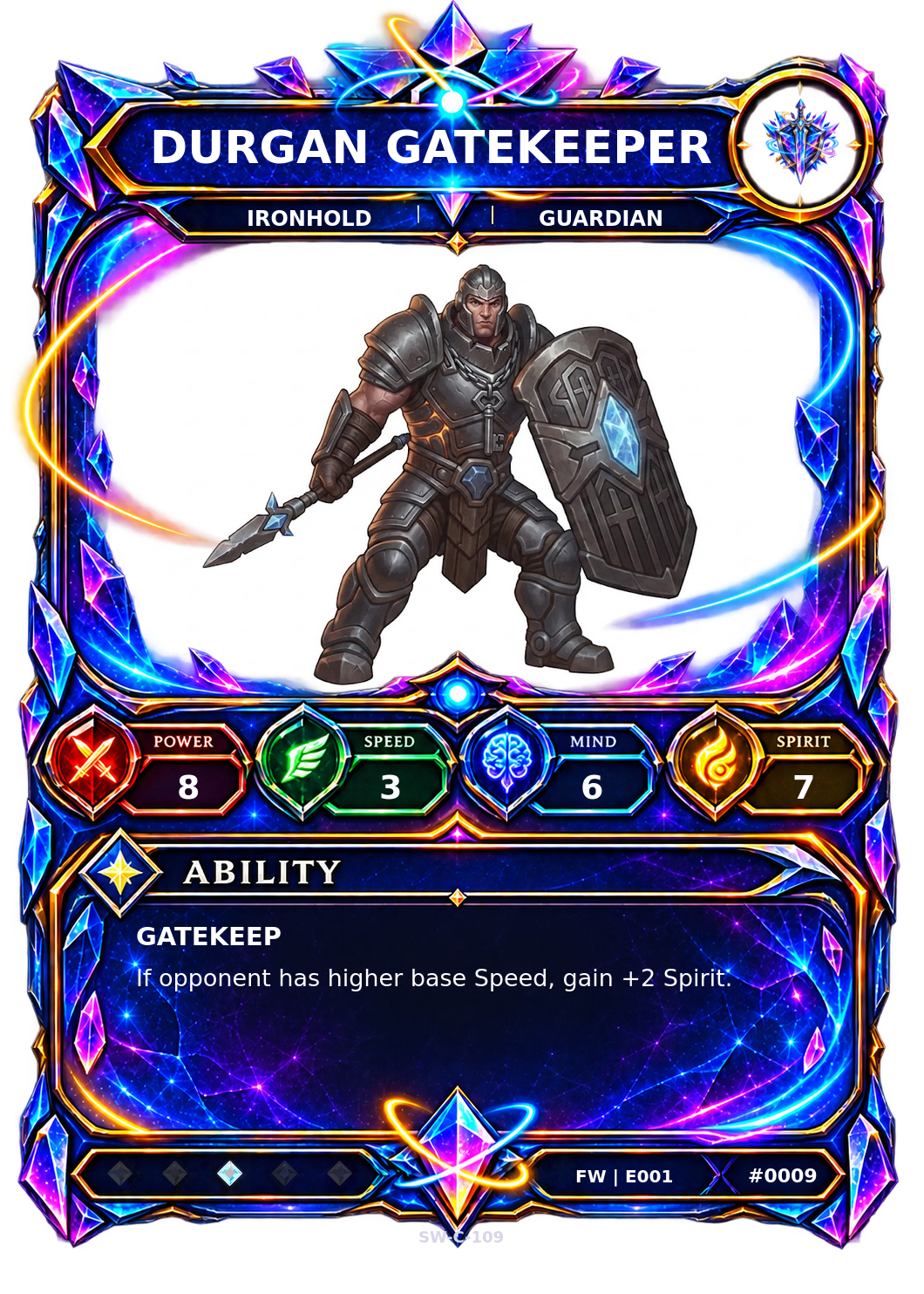 Rendered Durgan Gatekeeper Base Champion card