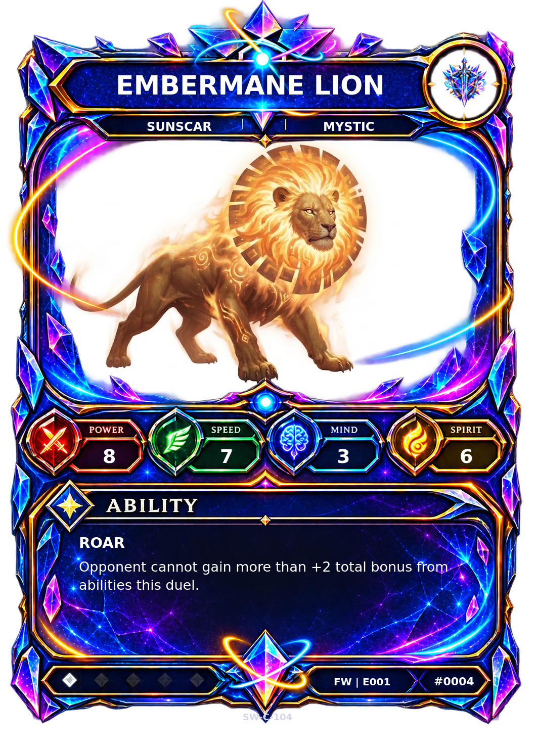 Rendered Embermane Lion Base Champion card