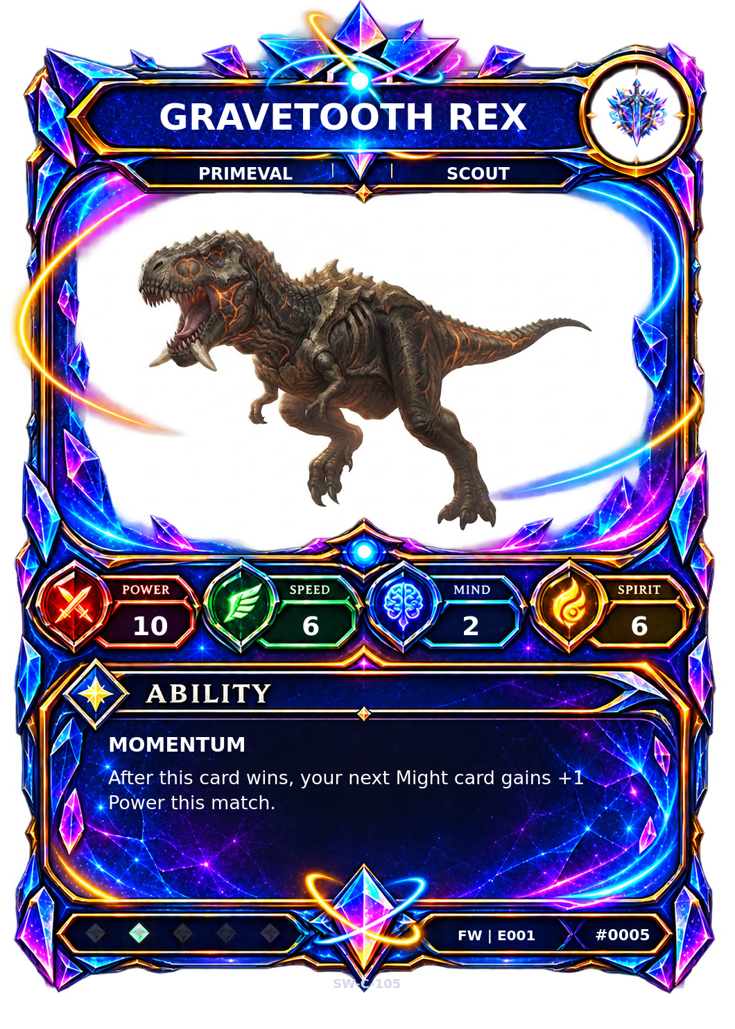 Rendered Gravetooth Rex Base Champion card