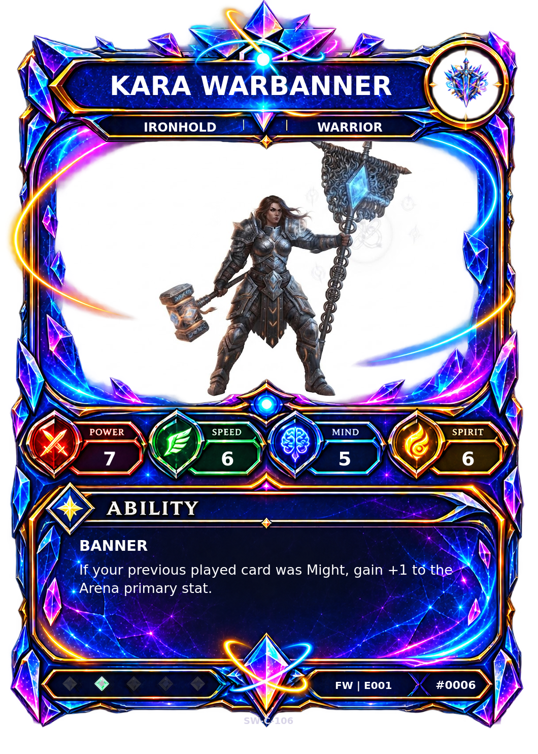 Rendered Kara Warbanner Base Champion card