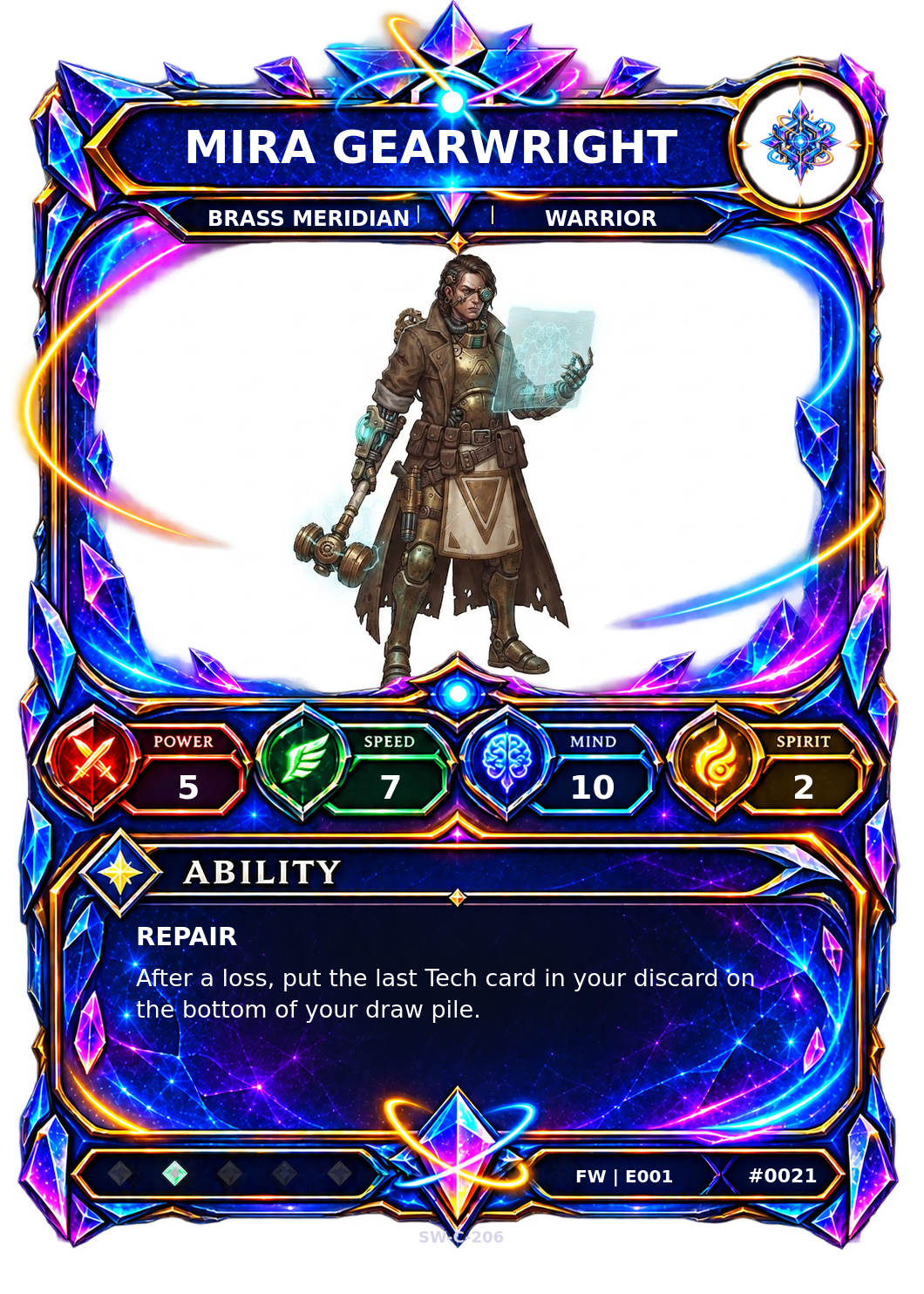 Rendered Mira Gearwright Base Champion card