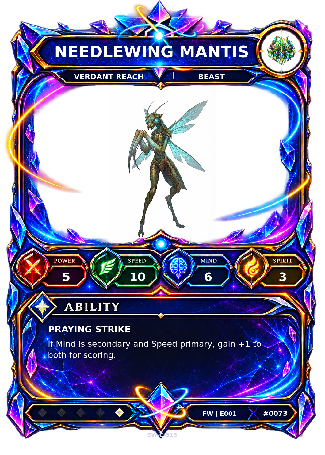 Rendered Needlewing Mantis Base Champion card