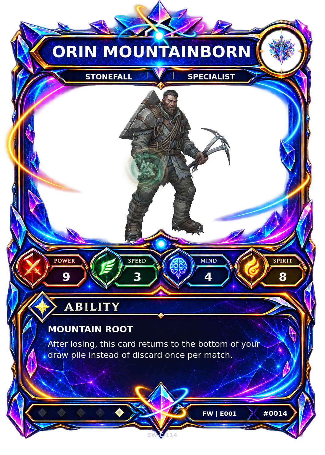 Rendered Orin Mountainborn Base Champion card