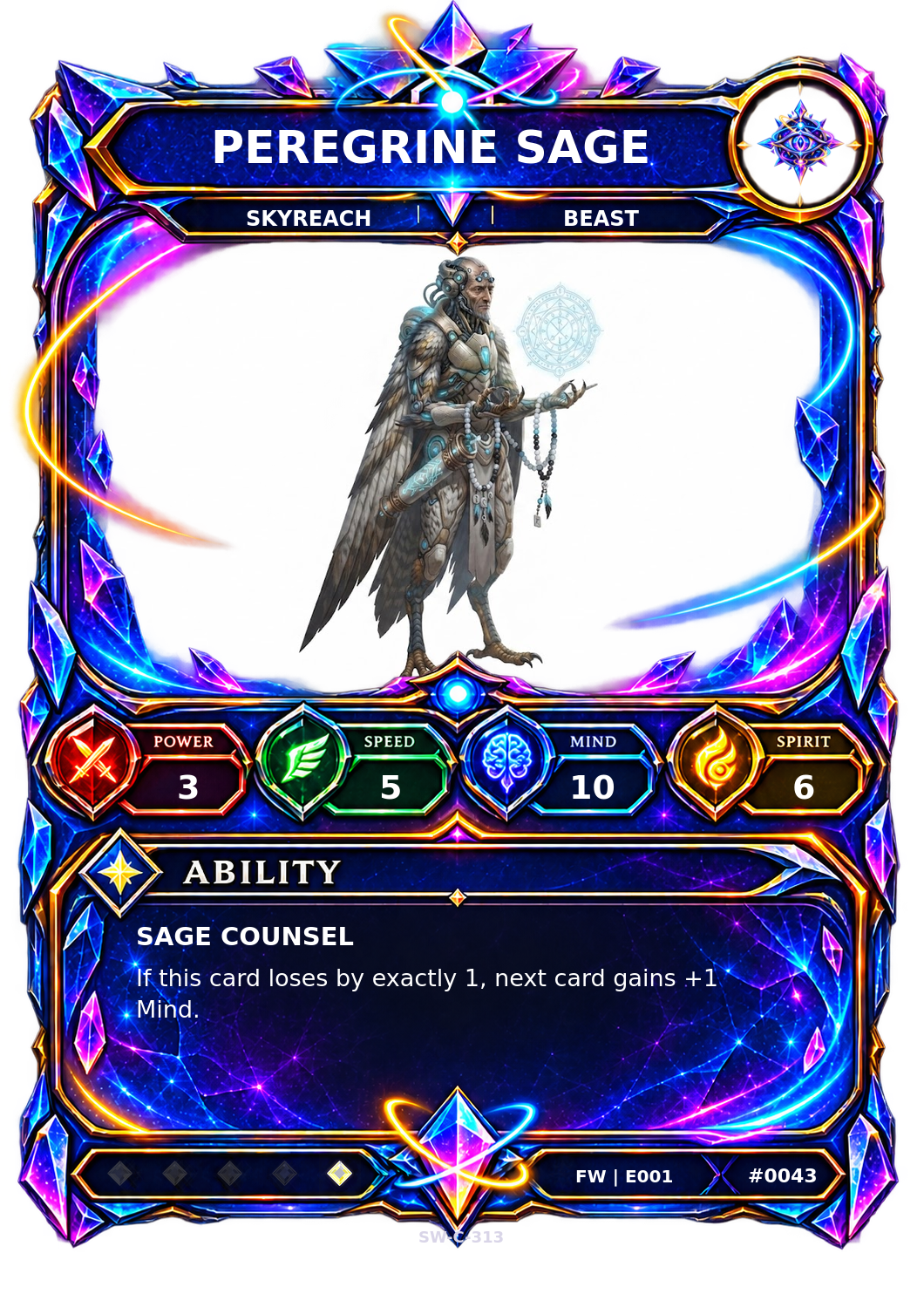Rendered Peregrine Sage Base Champion card