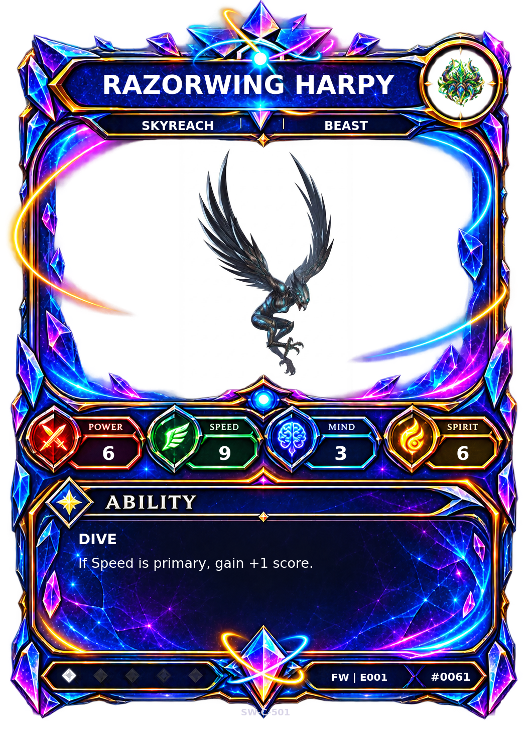 Rendered Razorwing Harpy Base Champion card