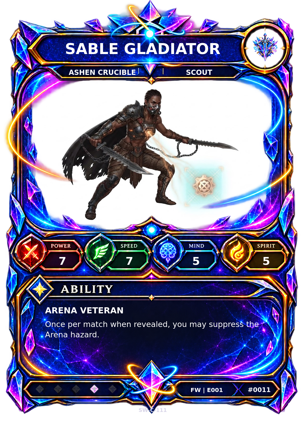Rendered Sable Gladiator Base Champion card