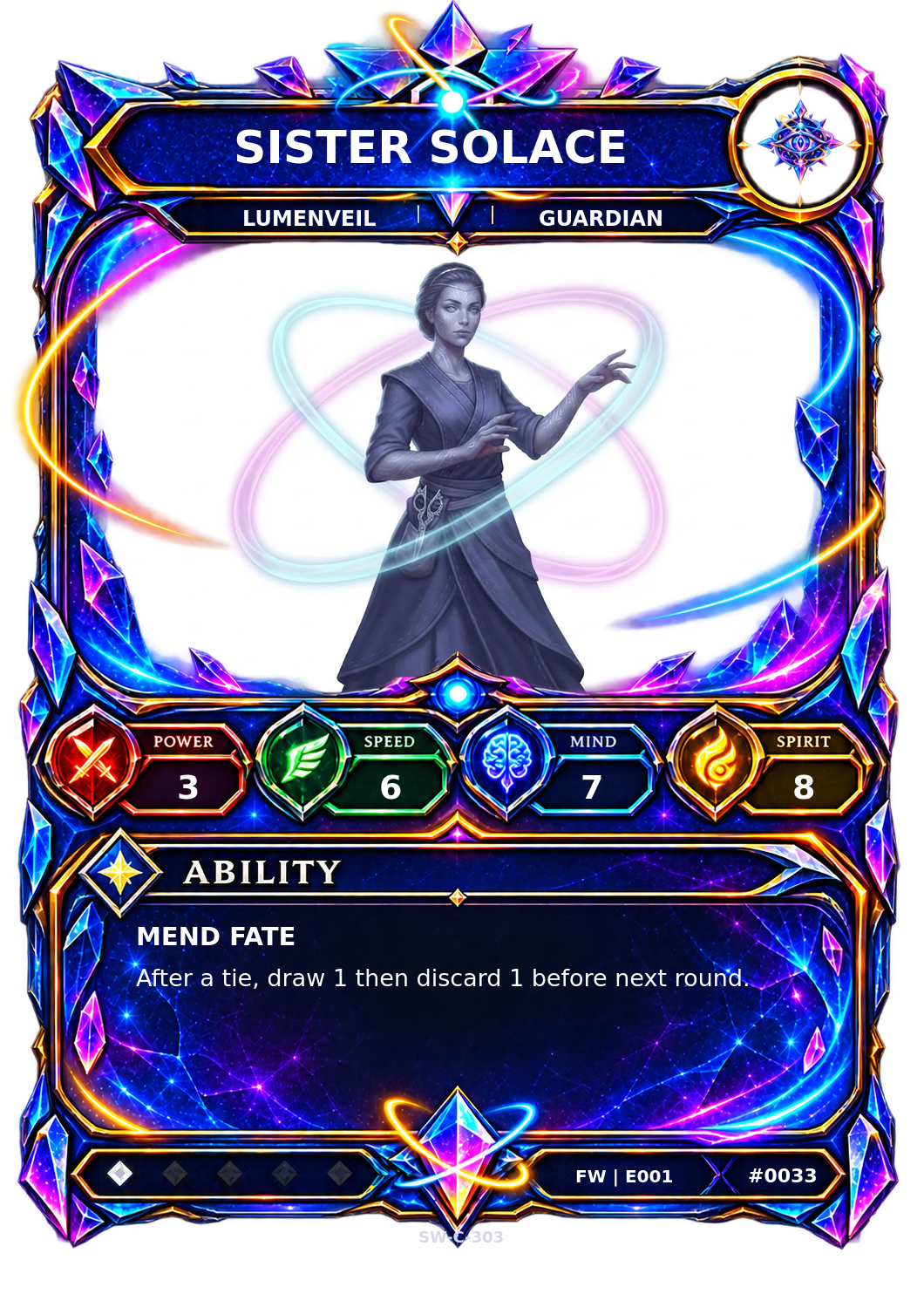 Rendered Sister Solace Base Champion card