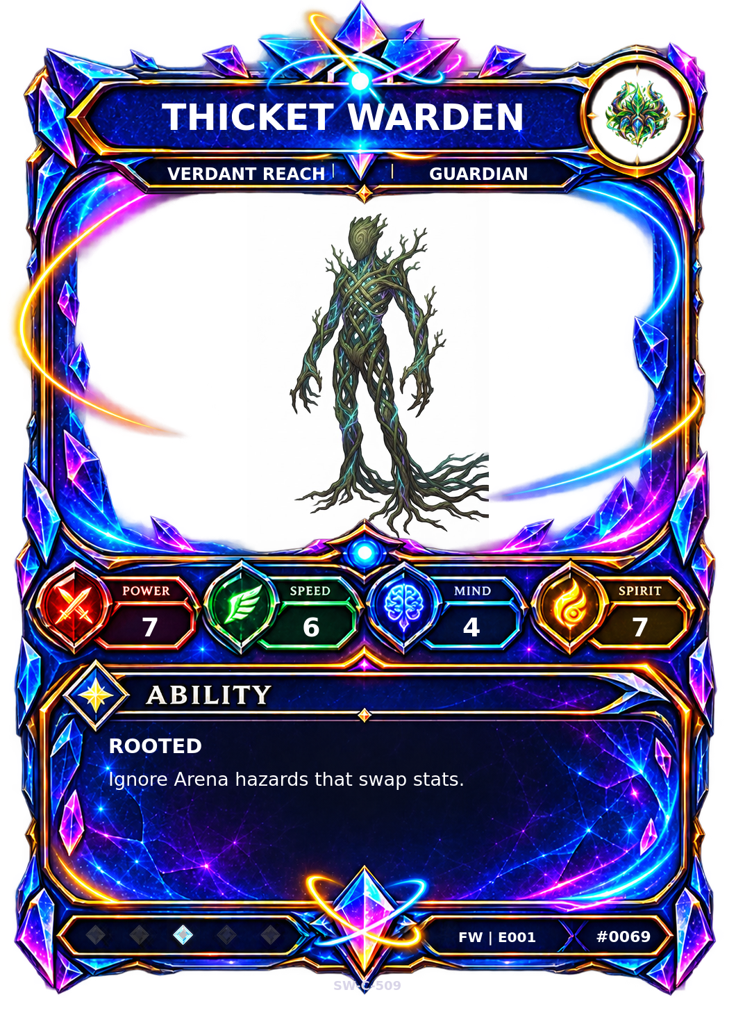 Rendered Thicket Warden Base Champion card