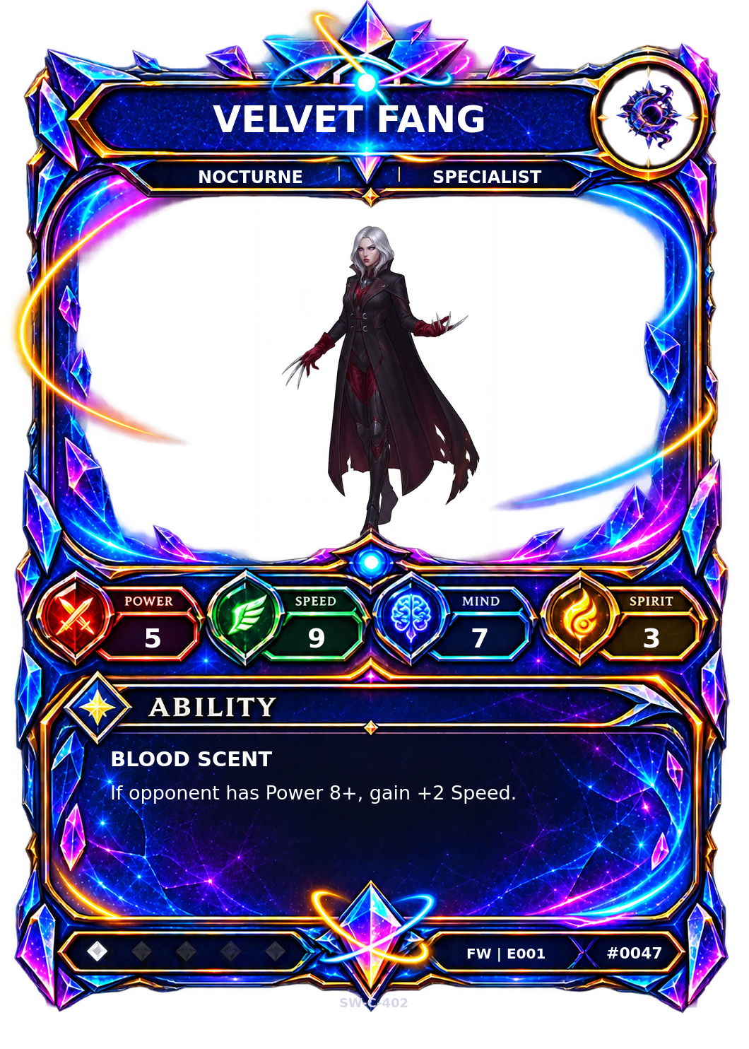 Rendered Velvet Fang Base Champion card
