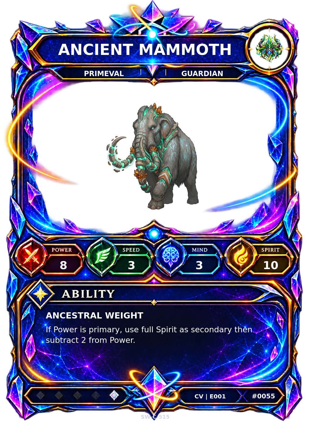 Rendered Ancient Mammoth Convergence Champion card