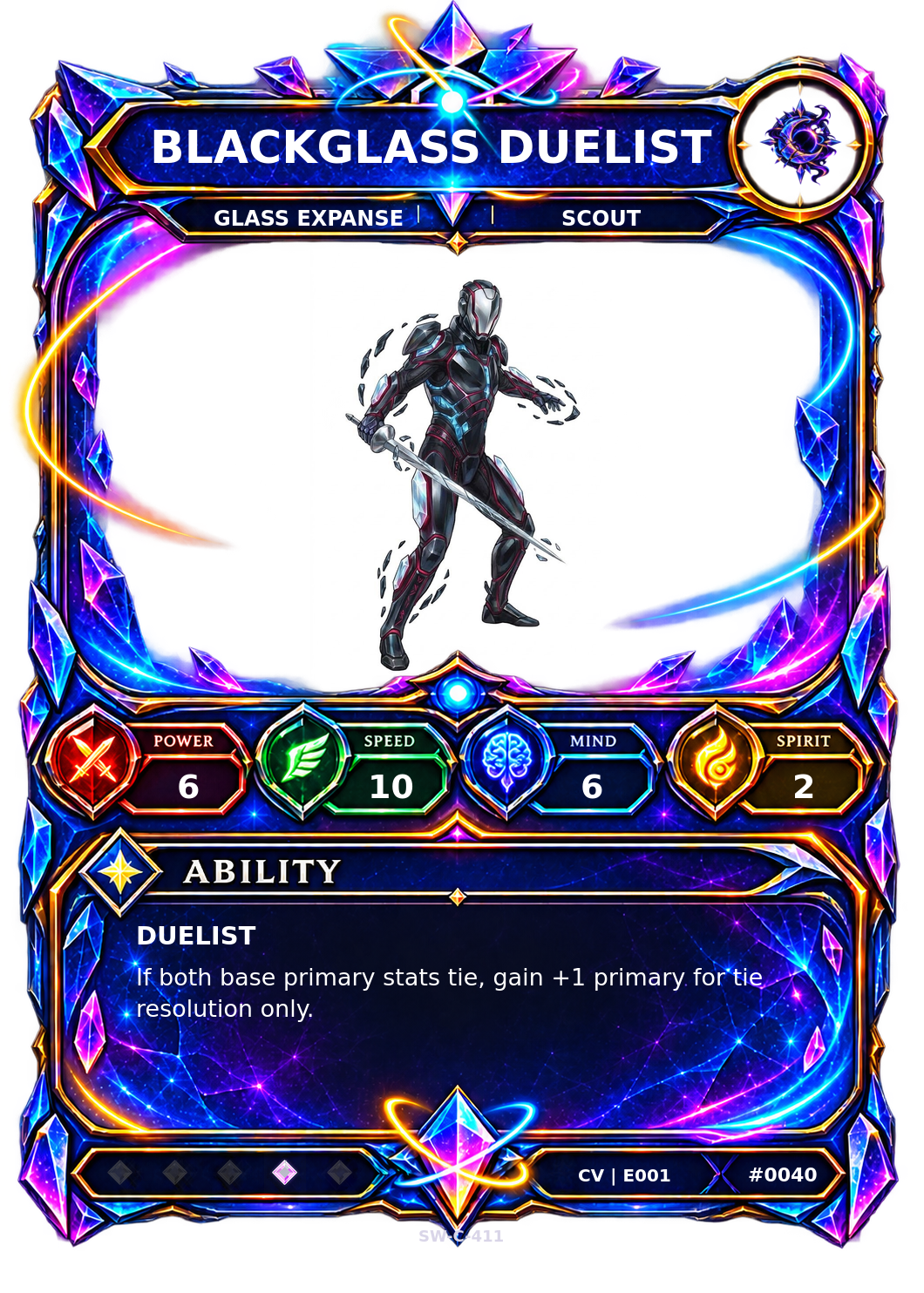 Rendered Blackglass Duelist Convergence Champion card