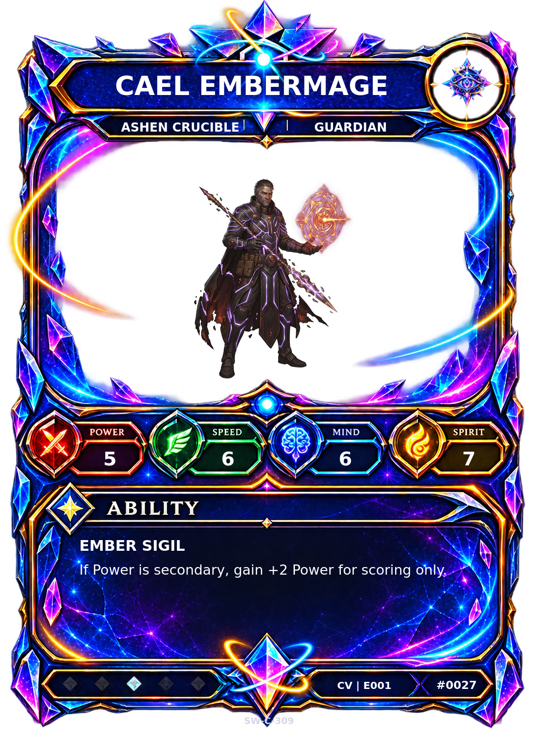 Rendered Cael Embermage Convergence Champion card