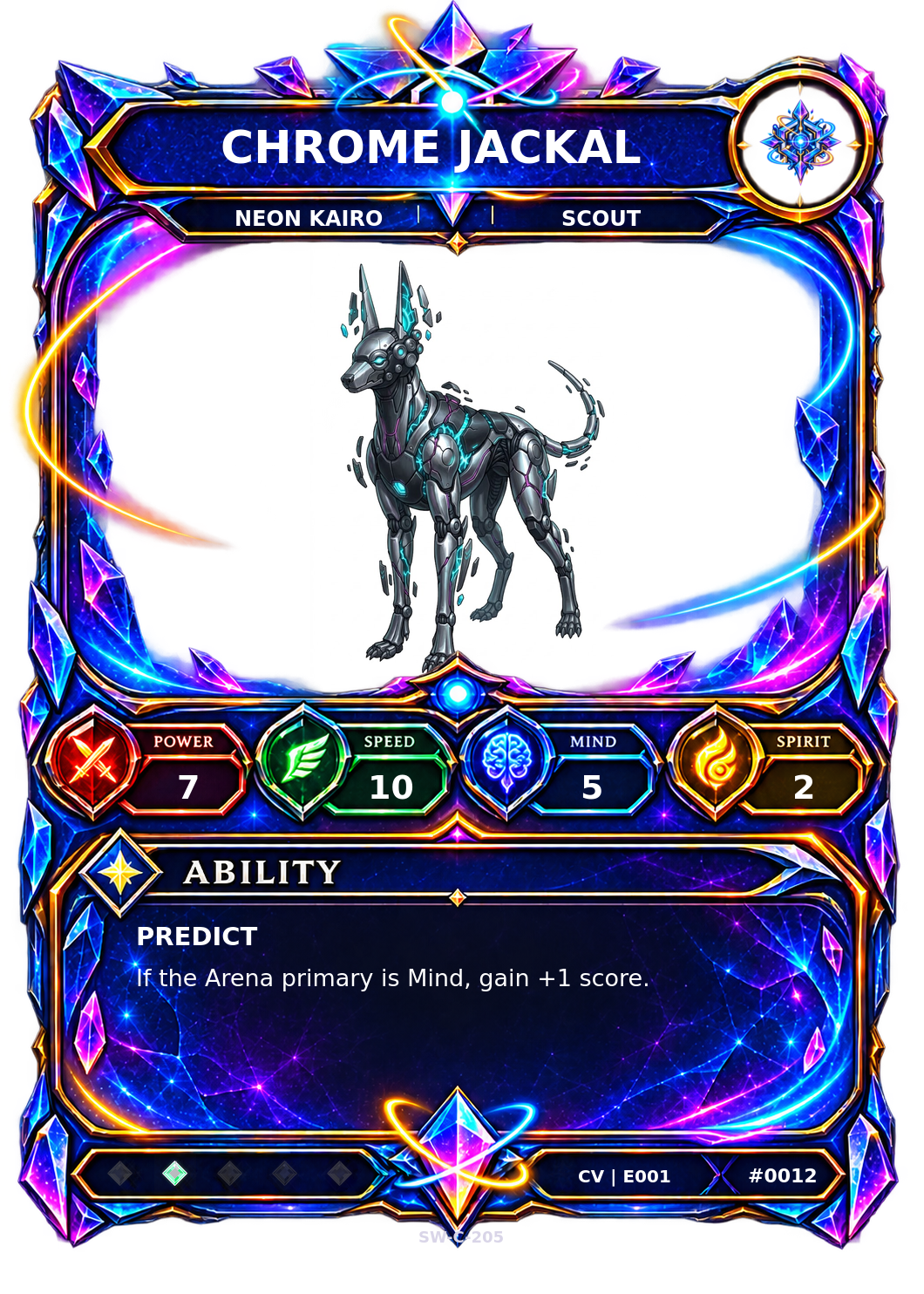 Rendered Chrome Jackal Convergence Champion card