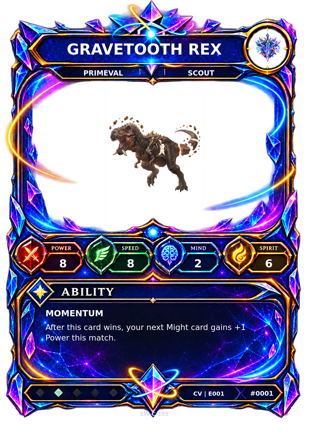 Rendered Gravetooth Rex Convergence Champion card
