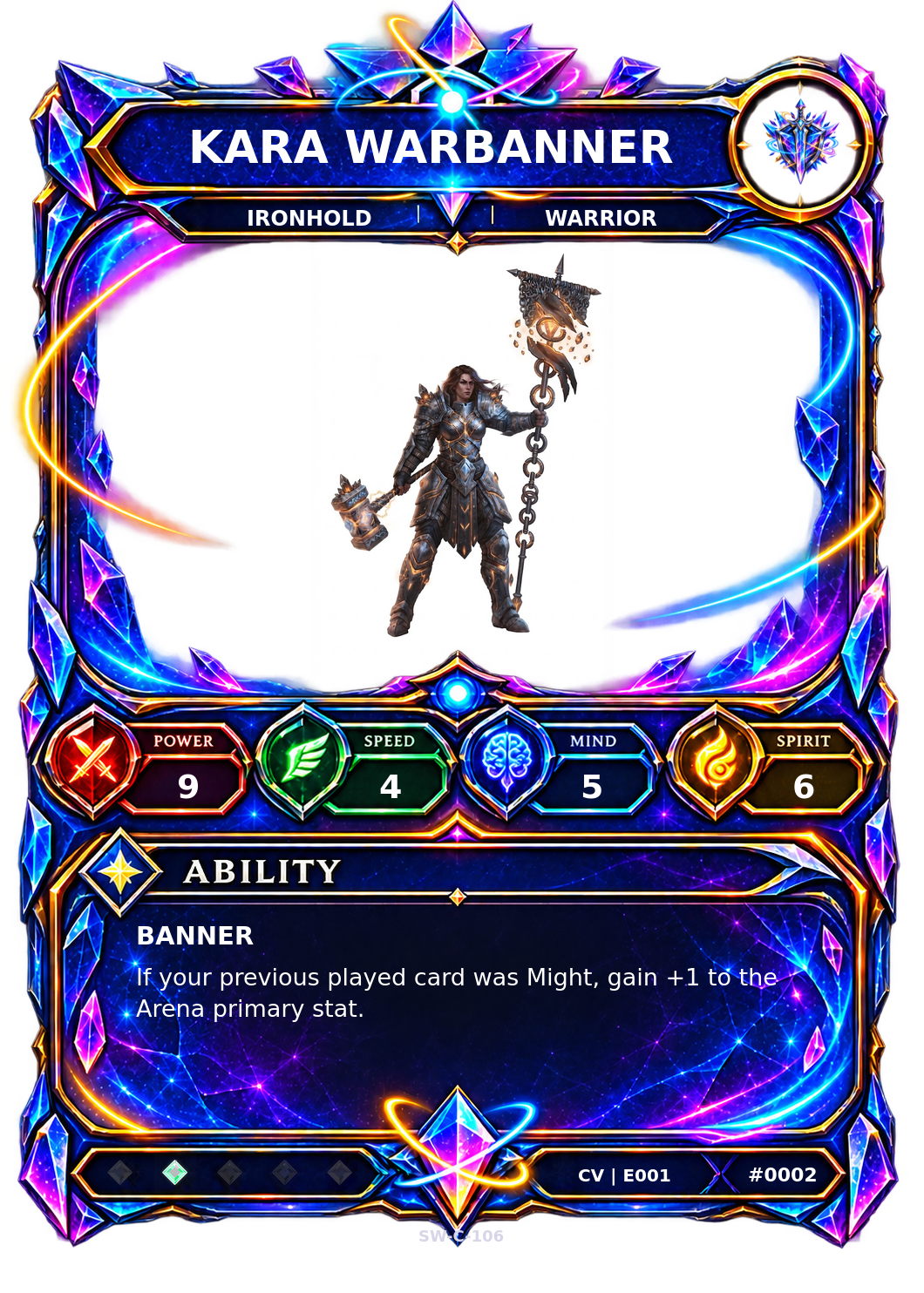 Rendered Kara Warbanner Convergence Champion card