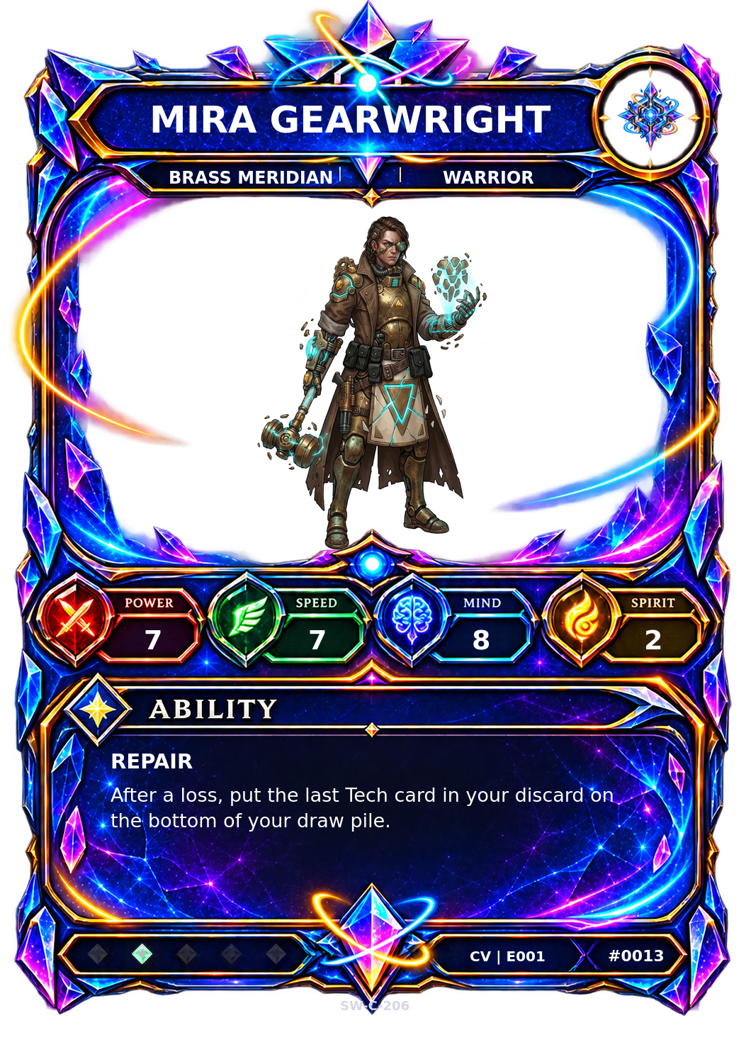 Rendered Mira Gearwright Convergence Champion card