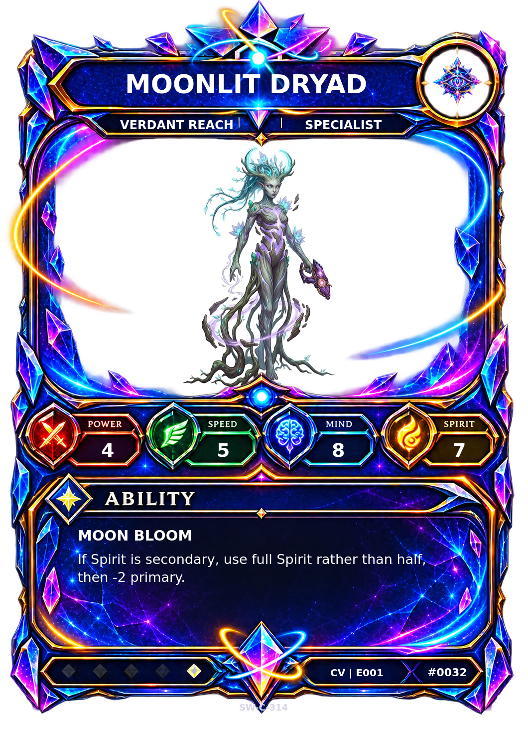 Rendered Moonlit Dryad Convergence Champion card