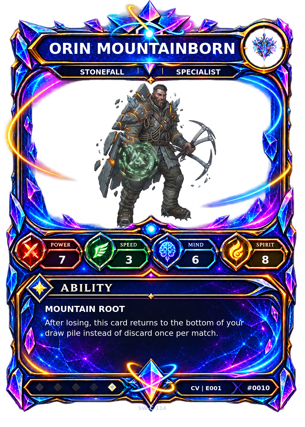 Rendered Orin Mountainborn Convergence Champion card