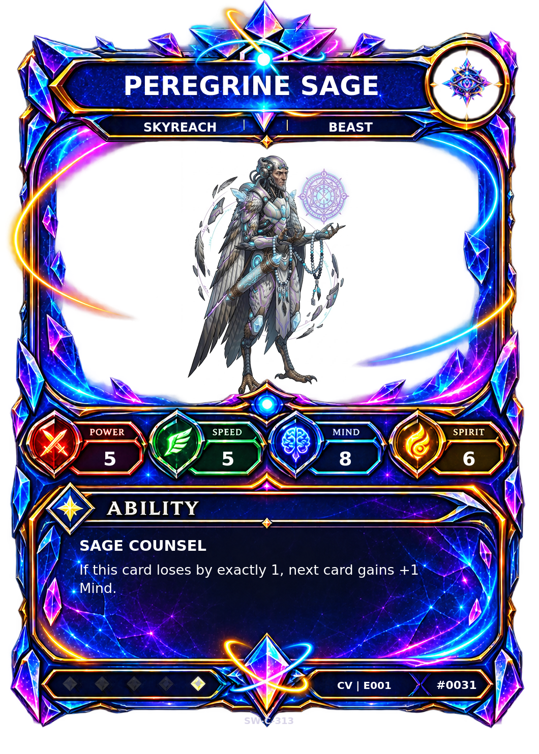 Rendered Peregrine Sage Convergence Champion card
