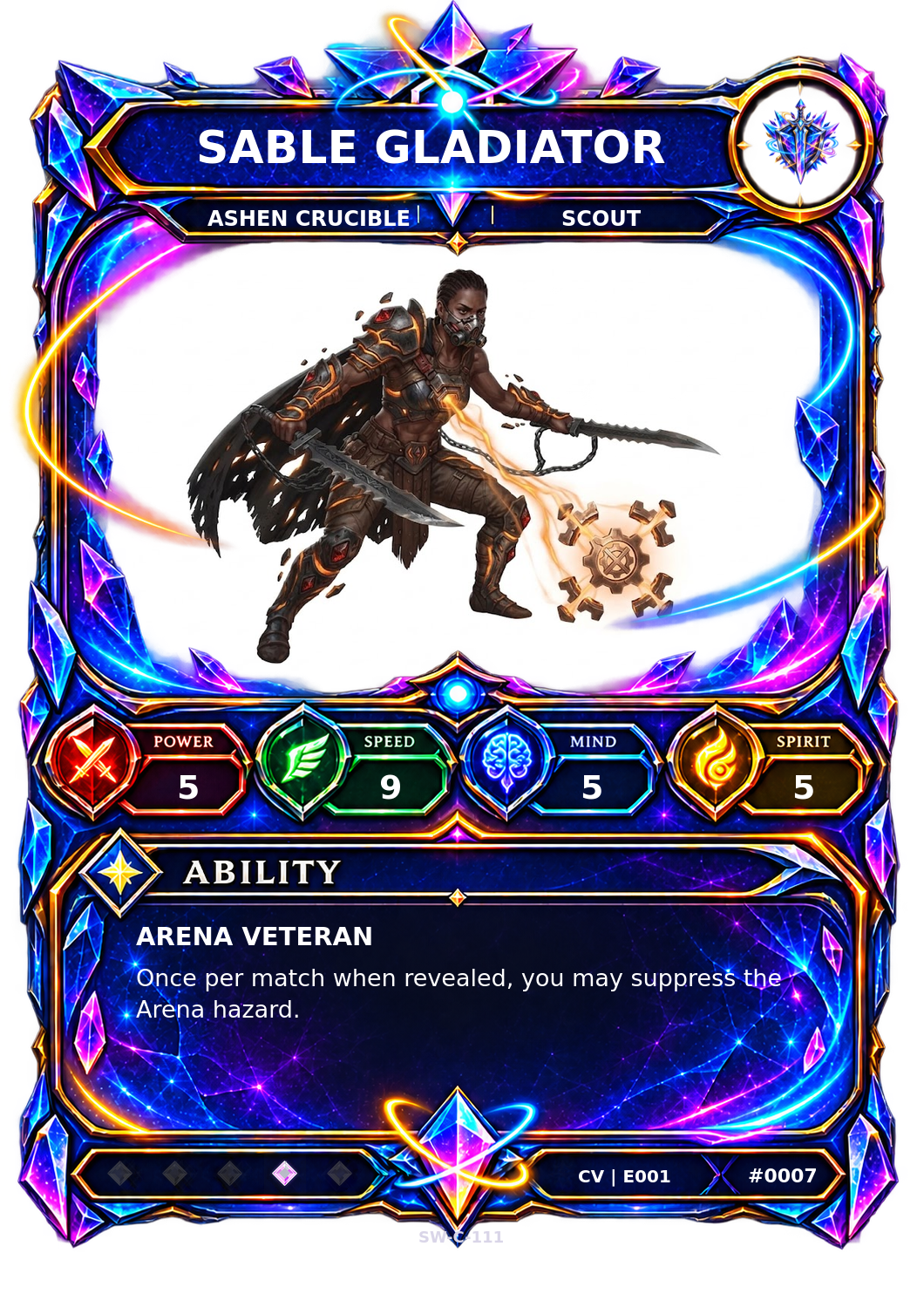 Rendered Sable Gladiator Convergence Champion card