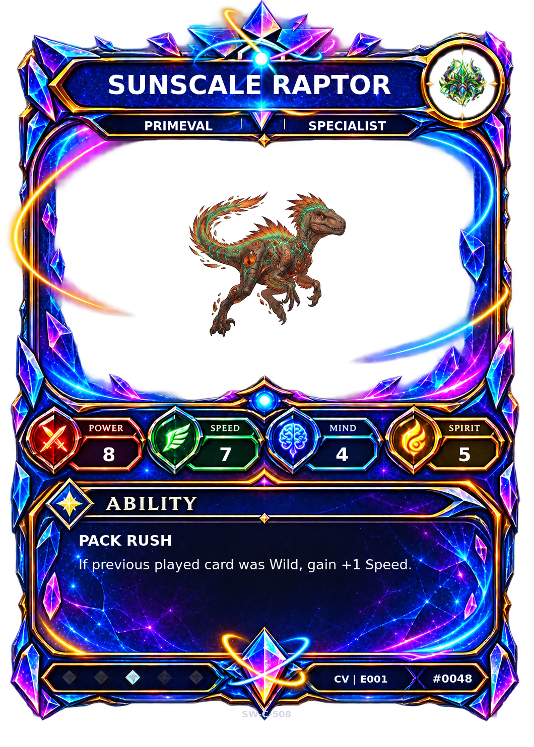 Rendered Sunscale Raptor Convergence Champion card