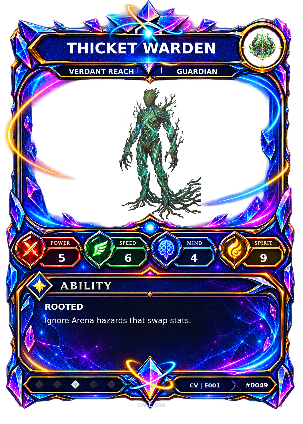 Rendered Thicket Warden Convergence Champion card