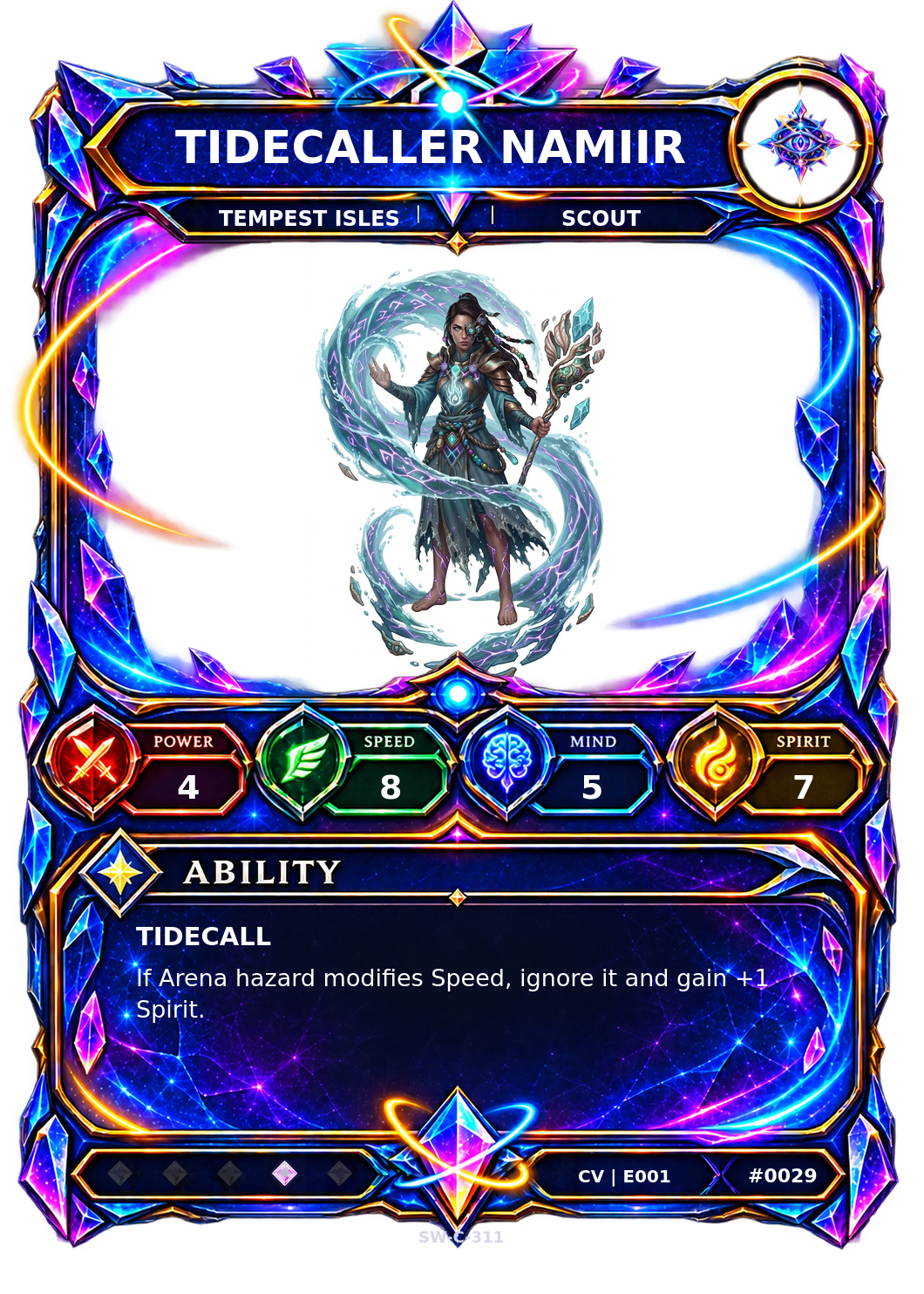Rendered Tidecaller Namiir Convergence Champion card