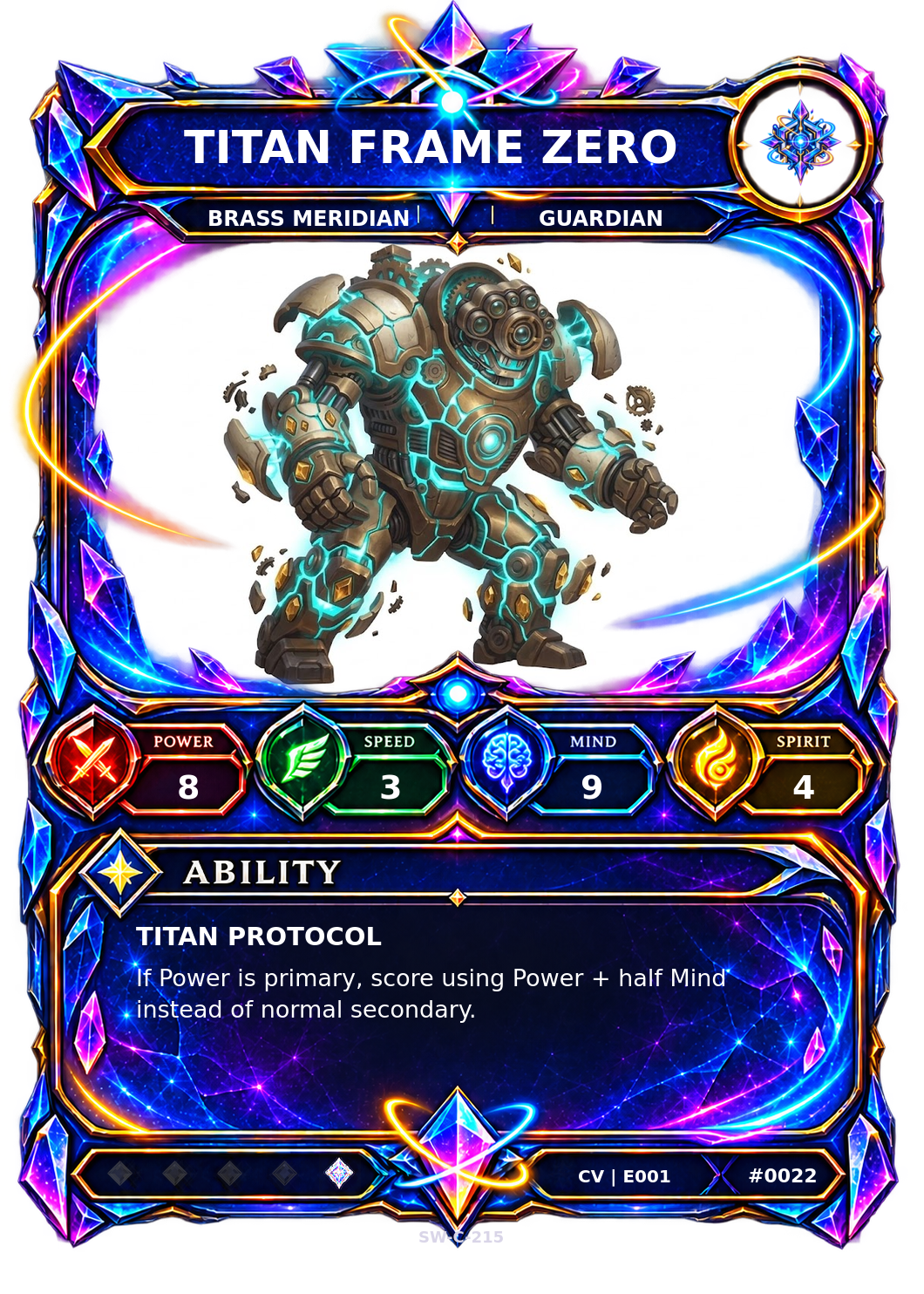 Rendered Titan Frame Zero Convergence Champion card