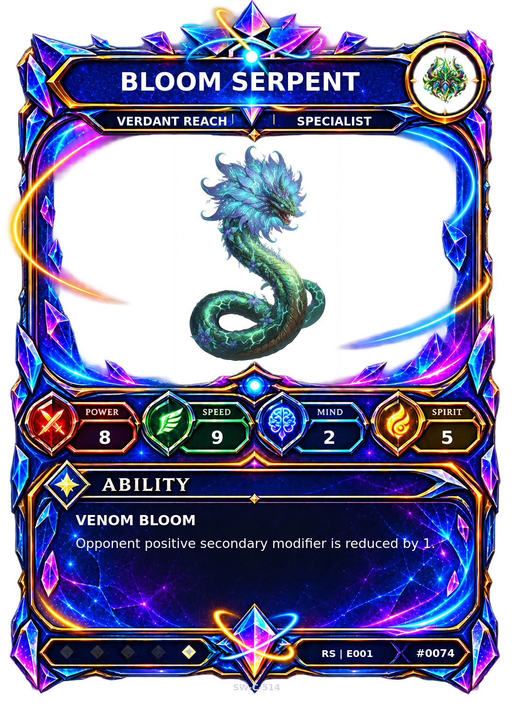 Rendered Bloom Serpent Resonance Champion card