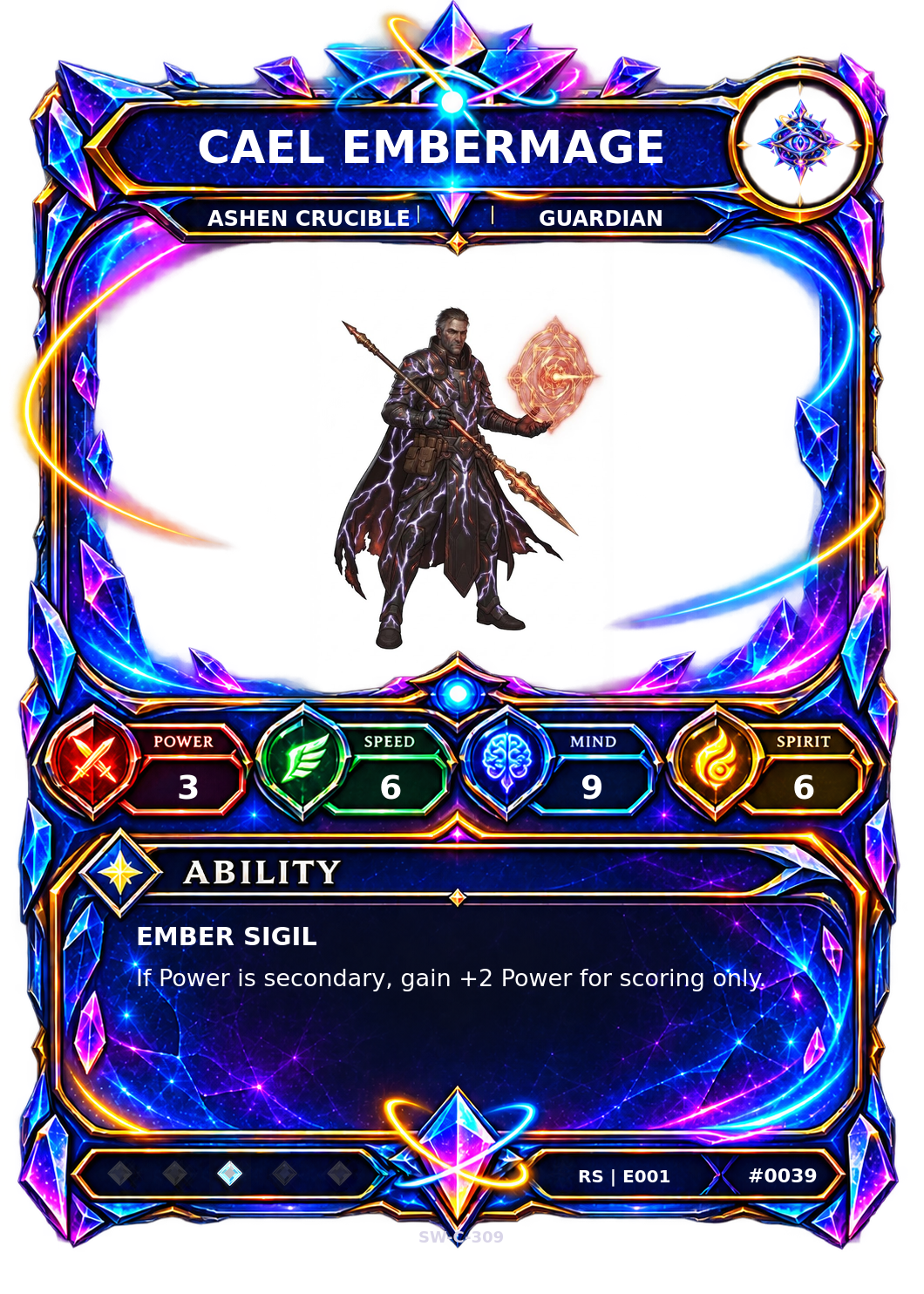 Rendered Cael Embermage Resonance Champion card