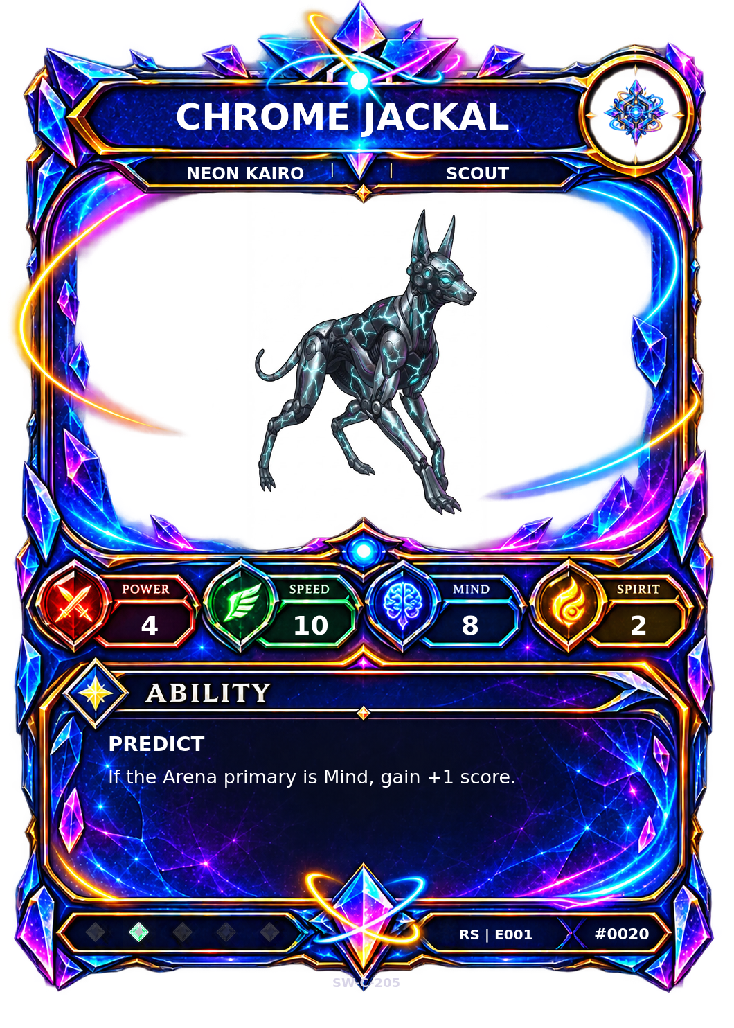 Rendered Chrome Jackal Resonance Champion card