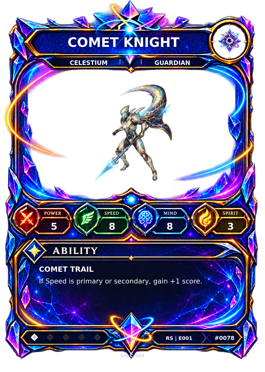Rendered Comet Knight Resonance Champion card