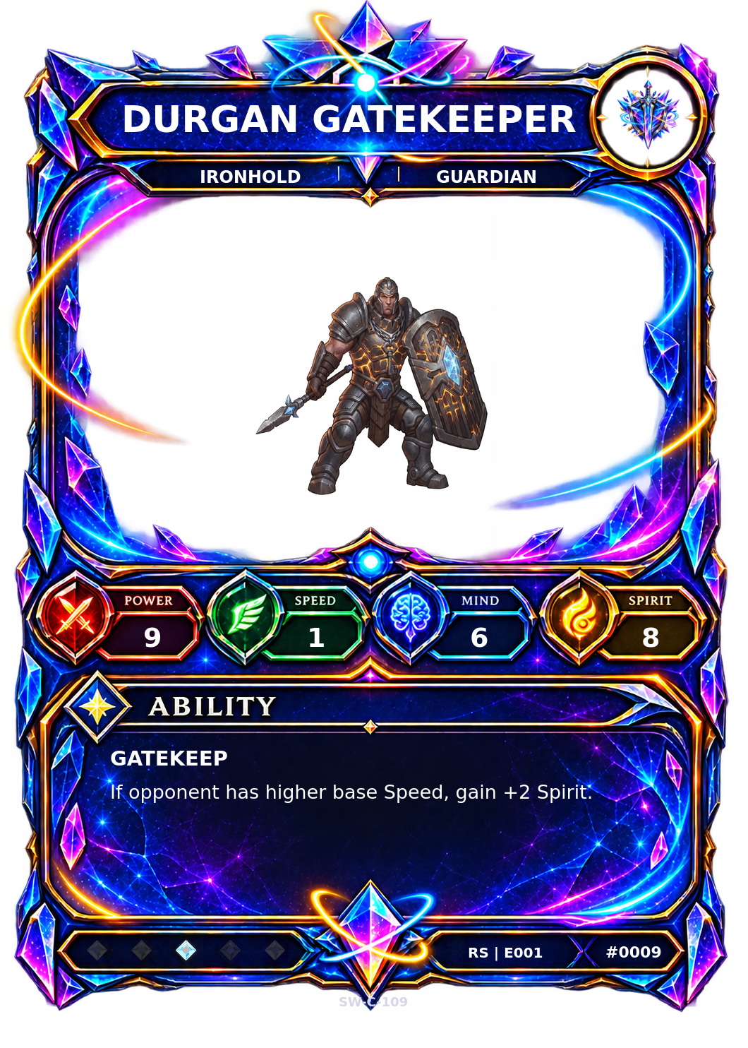 Rendered Durgan Gatekeeper Resonance Champion card
