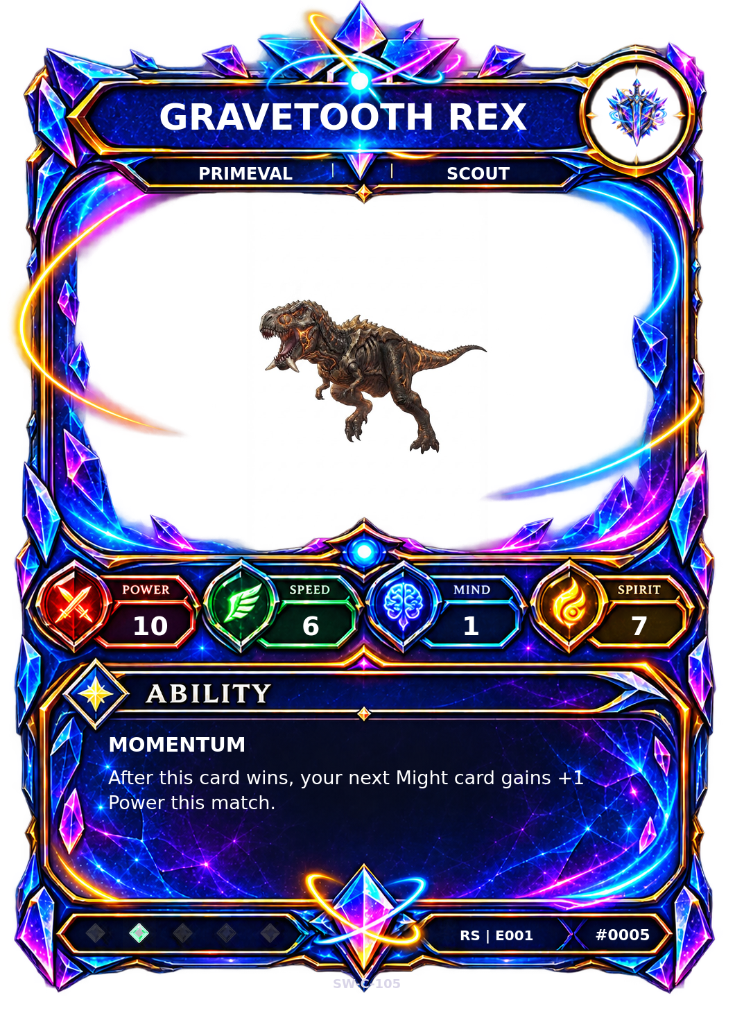 Rendered Gravetooth Rex Resonance Champion card