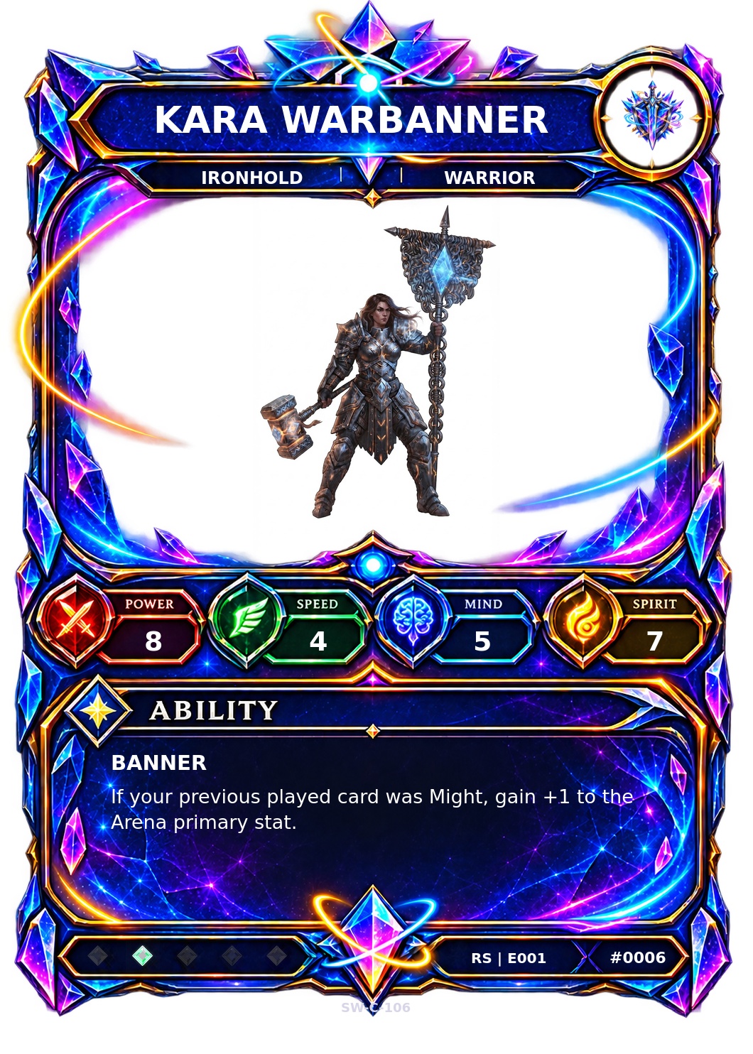 Rendered Kara Warbanner Resonance Champion card