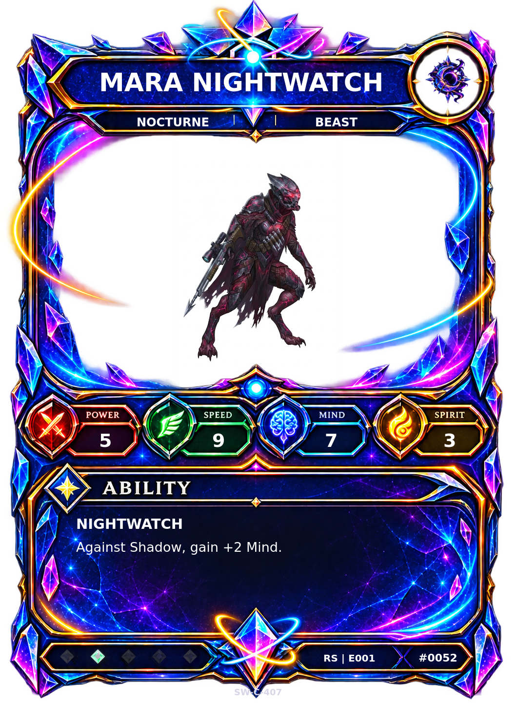 Rendered Mara Nightwatch Resonance Champion card