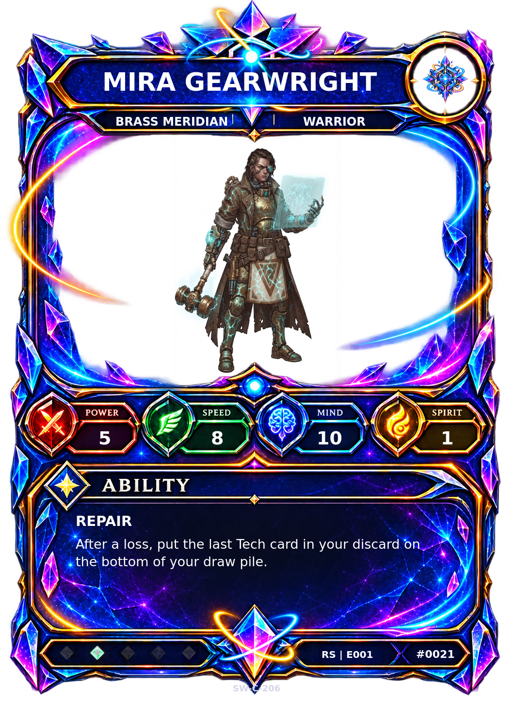 Rendered Mira Gearwright Resonance Champion card
