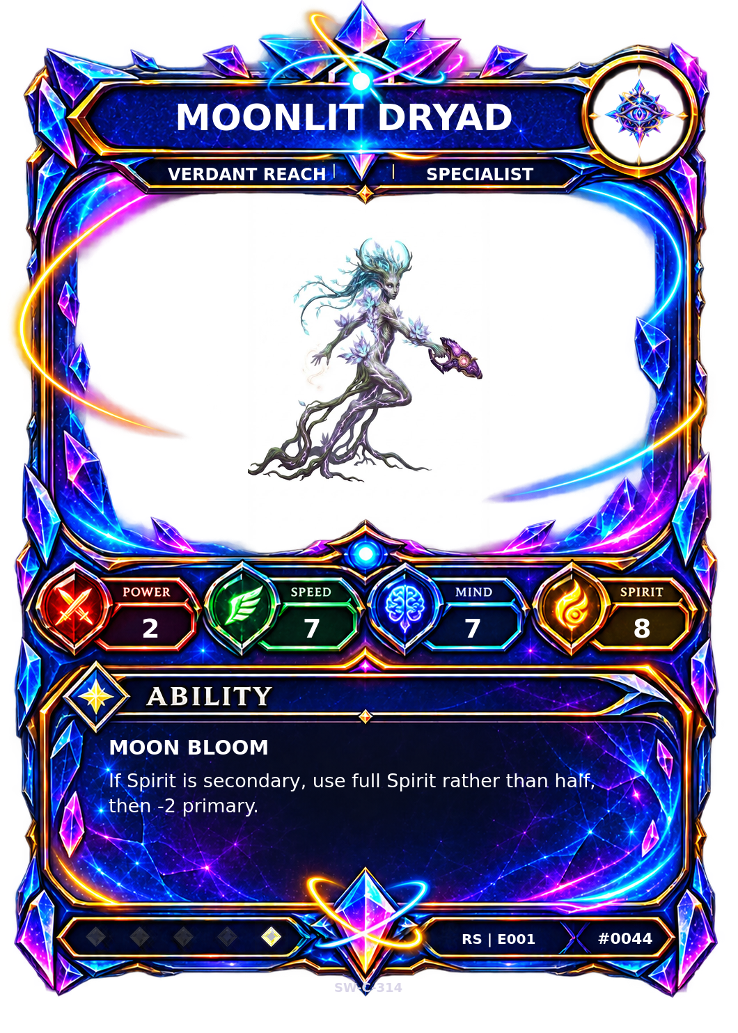Rendered Moonlit Dryad Resonance Champion card