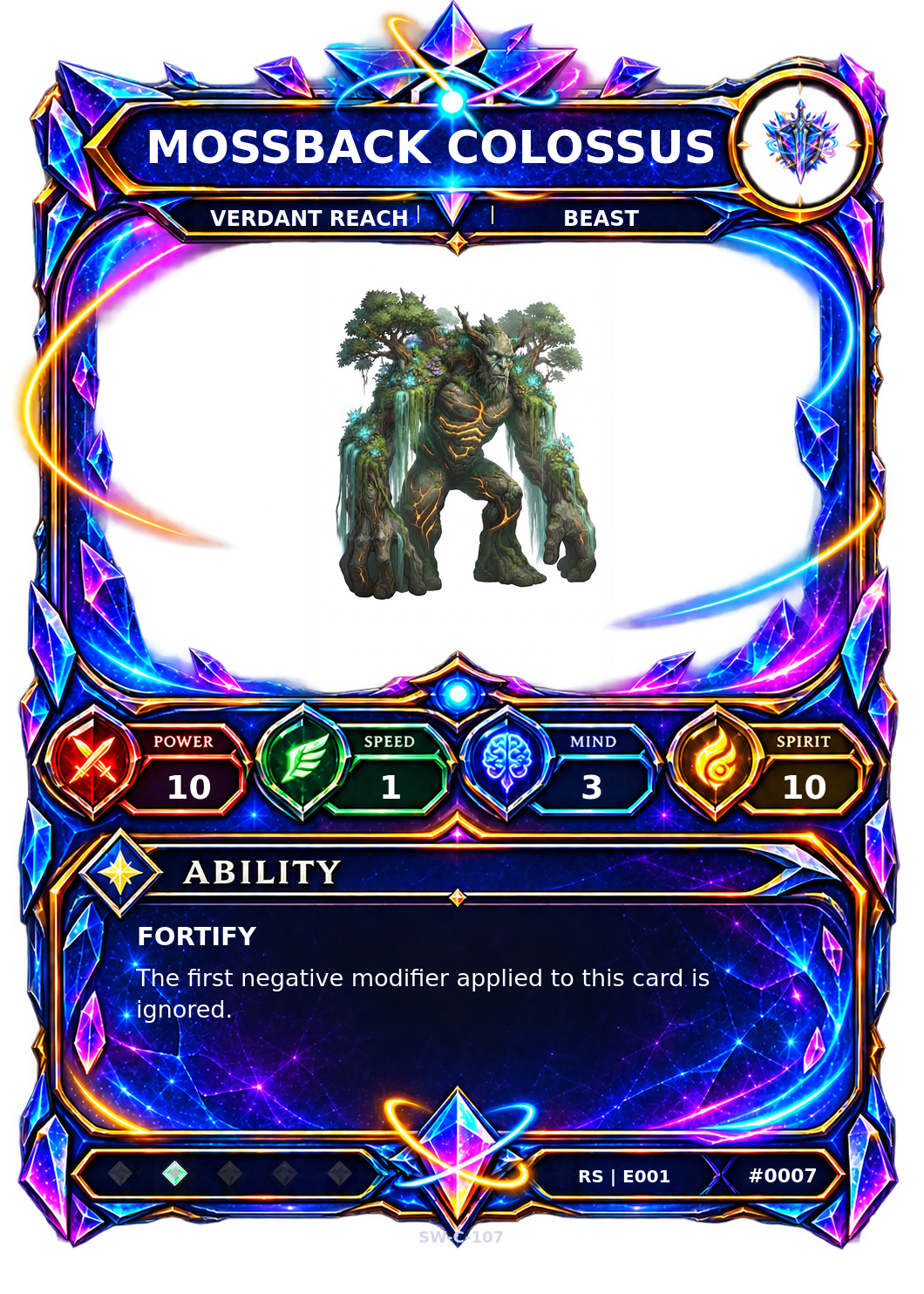 Rendered Mossback Colossus Resonance Champion card